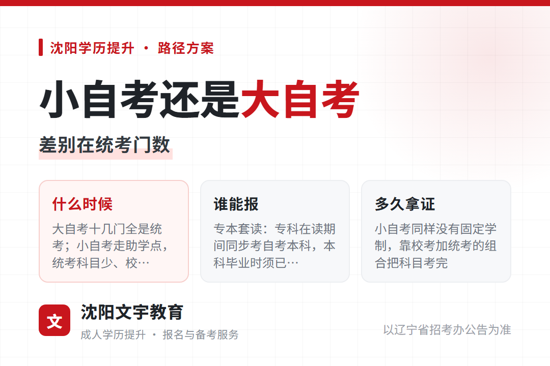 辽宁小自考和大自考2026年差在哪,在职的人容易在哪一步选错